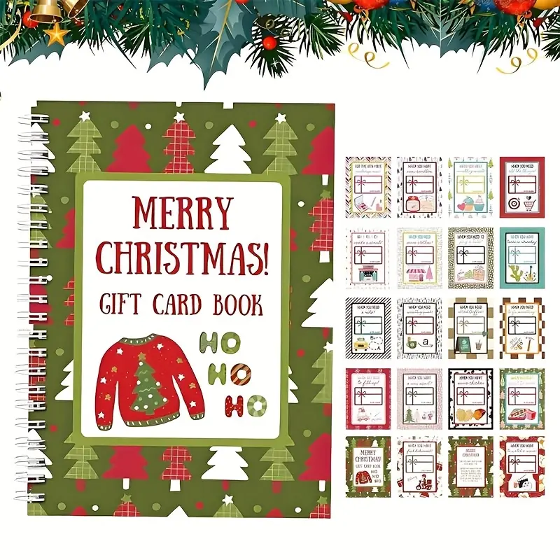 Christmas Greeting Card Book - Custom Message Card, 10 Page Organizer with Countdown Calendar, Holiday Planning, Elegant Stationery, High-Quality Paper