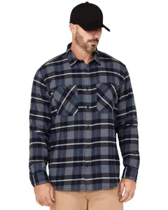 Hawx Men's Ball Plaid Print Long Sleeve Button-Down Flannel Work Shirt - Hxfa24w94-Nvy