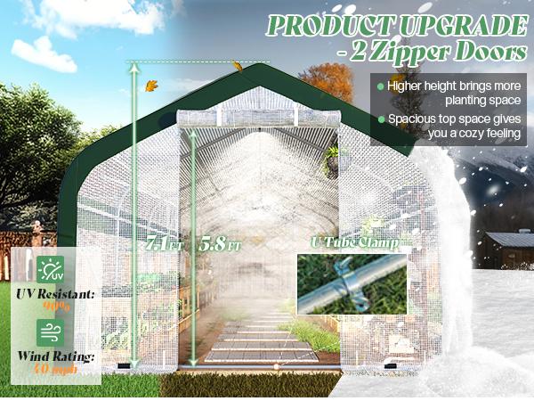 AMERLIFE Tunnel Greenhouse for Outdoors, Heavy Duty Greenhouse kit with Galvanized Steel Frame, Upgraded Swing Door & Premium PE Cover AMERLIFE Tunnel Greenhouse for Outdoors, Heavy Duty Greenhouse kit with Galvanized Steel Frame, Upgraded Swing Door & Premium PE Cover