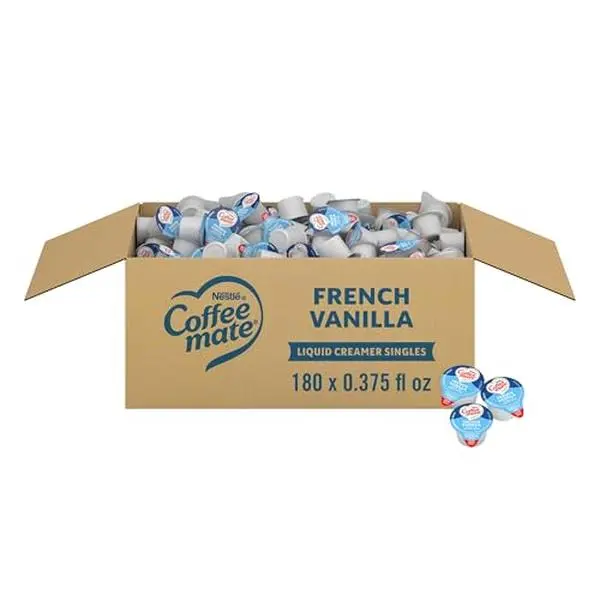 Nestle Coffee mate Coffee Creamer, French Vanilla, Creamer Singles, Non Dairy, No Refrigeration, 0.375 fl oz Tubs (Pack of 180)