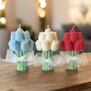 Tulip Flower Candle – Handmade Soy Scented Floral Candle | Wedding Favor, Bridesmaid Proposal Gift, Spring Flower Candle Gift, 1 pc Decoration Ornaments