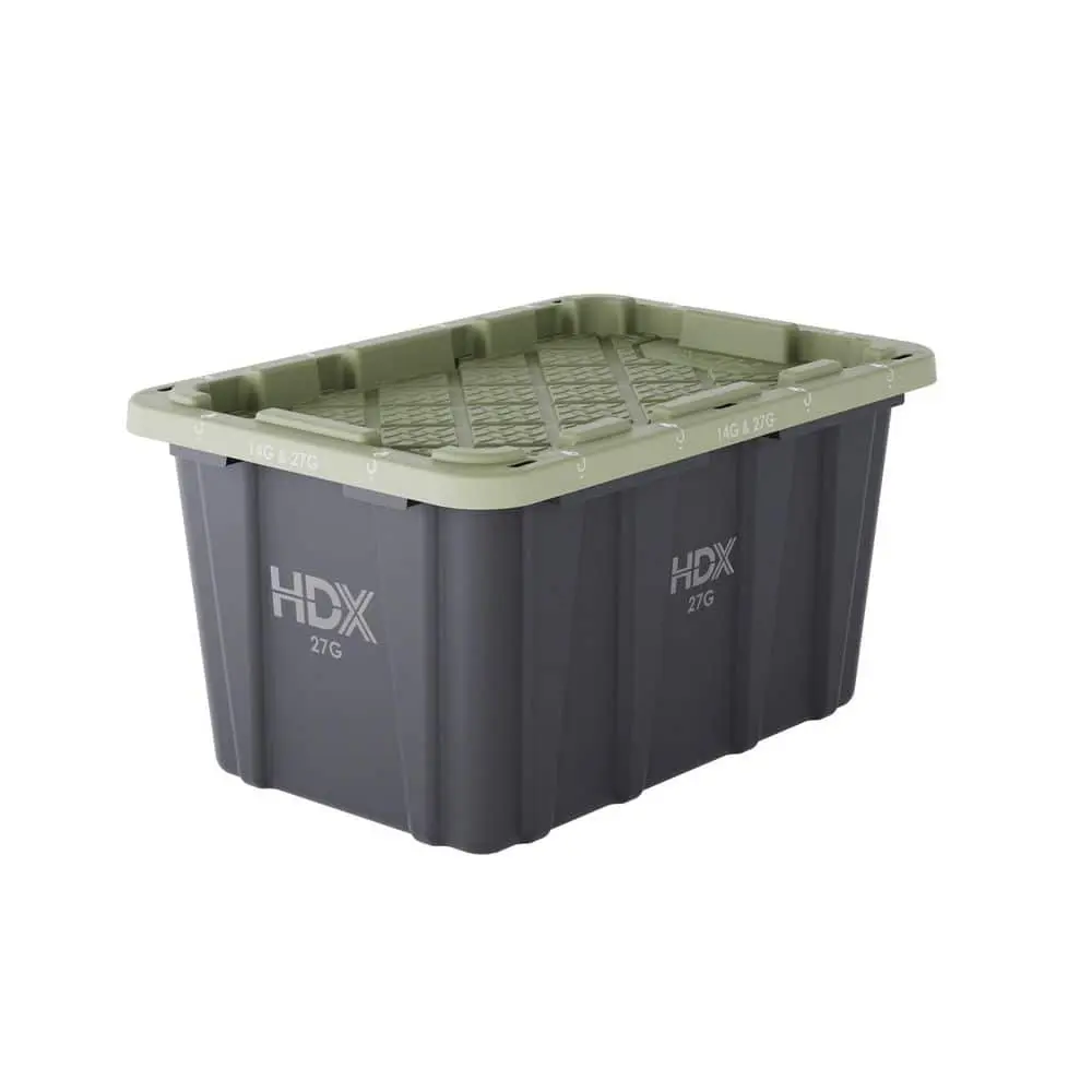 27 gal. Tough Storage Tote in Black and Army Green 27 gal. Tough Storage Tote in Black and Army Green