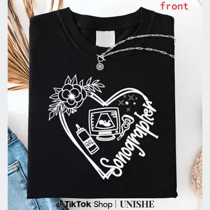 Sonography Ultrasound T-Shirt – Floral Heart Design for New Students
