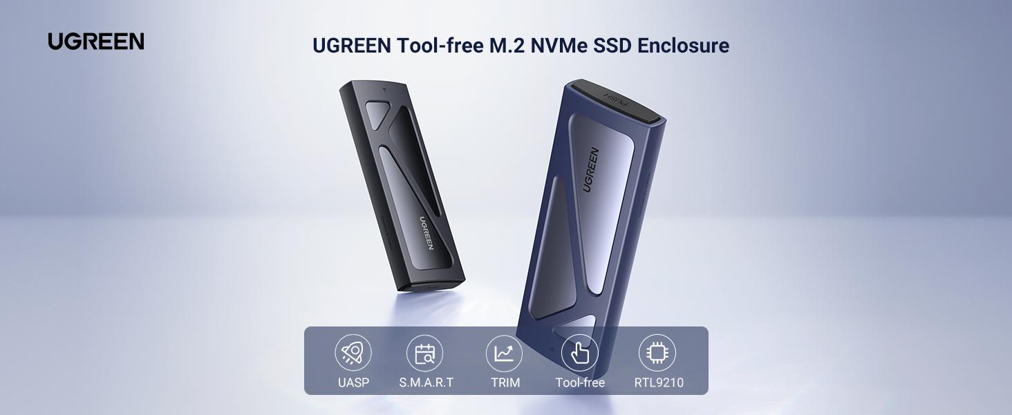 UGREEN SSD Enclosure, Tool-Free USB C External, 10Gbps M.2 NVMe to USB Adapter/Reader Supports M and B&M Keys and Size 2230/2242 /2260/2280 SSDs- TikTokShopBlackFriday ,TikTokShopHolidayHaul