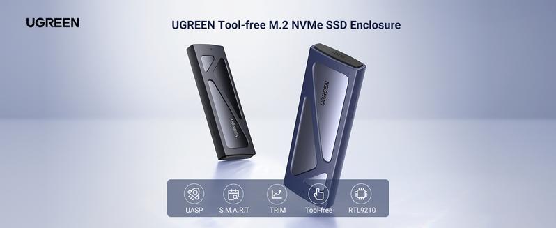 UGREEN SSD Enclosure, Tool-Free USB C External, 10Gbps M.2 NVMe to USB Adapter/Reader Supports M and B&M Keys and Size 2230/2242 /2260/2280 SSDs- TikTokShopBlackFriday ,TikTokShopHolidayHaul