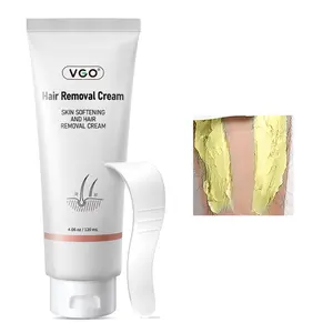 VGO Painless Hair Removal Cream for Women & Men, Hair removal cream for body, back & legs, All Skin Types, 4.06oz w/Spatula -A
