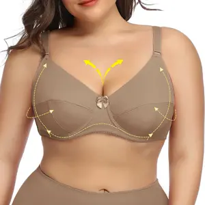 PariFairy Plus Size Underwire Unlined Bra Thin No Padding Full Coverage Comfort for Women E Cup