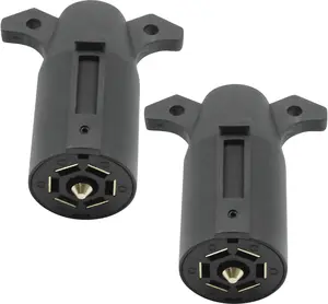 2 Pcs 7 Pin 12V Trailer Plug Connector, 7-Way Male End Trailer Light Wiring Harness Connector, Heavy Duty round Trailer Towing Plug Vkinman