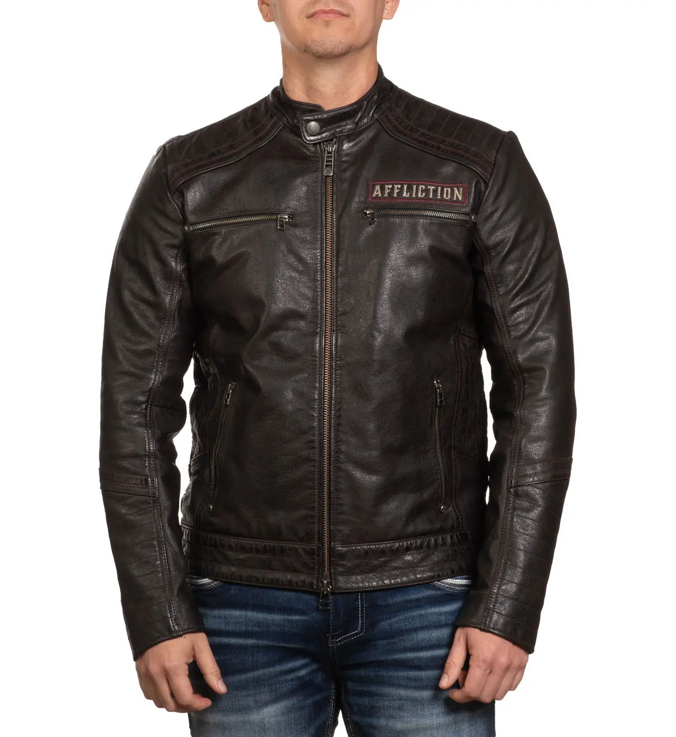 Affliction Men's Faux Leather Jacket Renegade Riders
