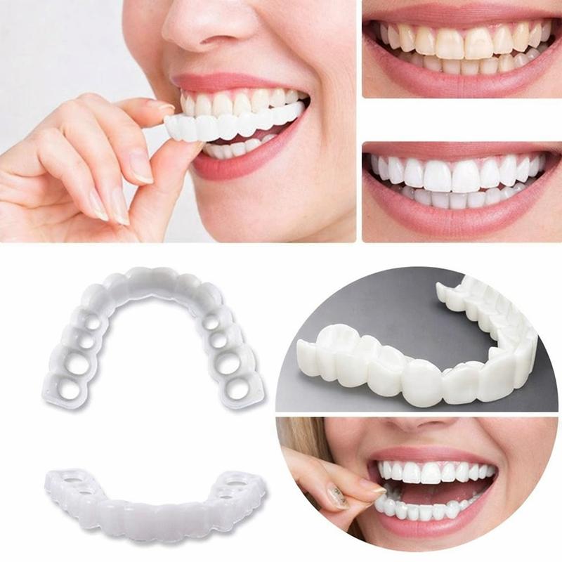 【3 PAIRS】Universal Porcelain-Look Smile Mask  2026 Family Value Set - Reusable Snap-On Fake Teeth for Men & Women (Upper)