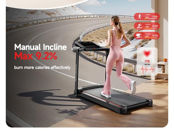 RHYTHM FUN 8 MPH Foldable Treadmill with Incline 300 lbs Capacity Running Machine 12 Pre-Installed Programs LED Display & App Control Multifunctional Walking Pad Multifunctional Workout Station  Home Fitness Equipment exercise equipment