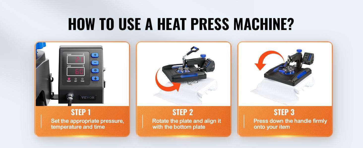 VEVOR Heat Press Machine 15 x 15 Inch 8 in 1 Heat Press 800W Sublimation Machine 360° Rotation Swing Away 8 in 1 Shirt Printing Machine Dual-Tube Heating for DIY T-Shirts Cap & Mugs