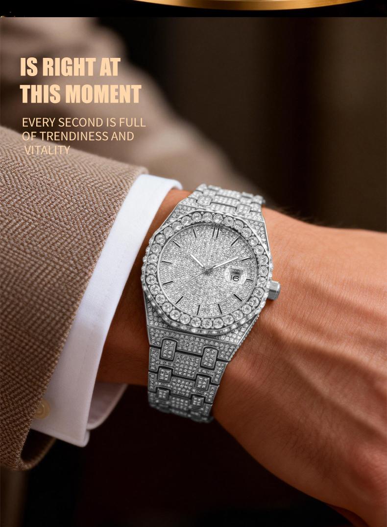 Luxury Rhinestone Embellished Jumpstart sale Classic round dial -Dial Quartz Watch with Gift BoxIncluded Fashion Timeless Classic Watch Holiday Haul  Flash Sale diamond men  Shine at work, lead with brilliance.