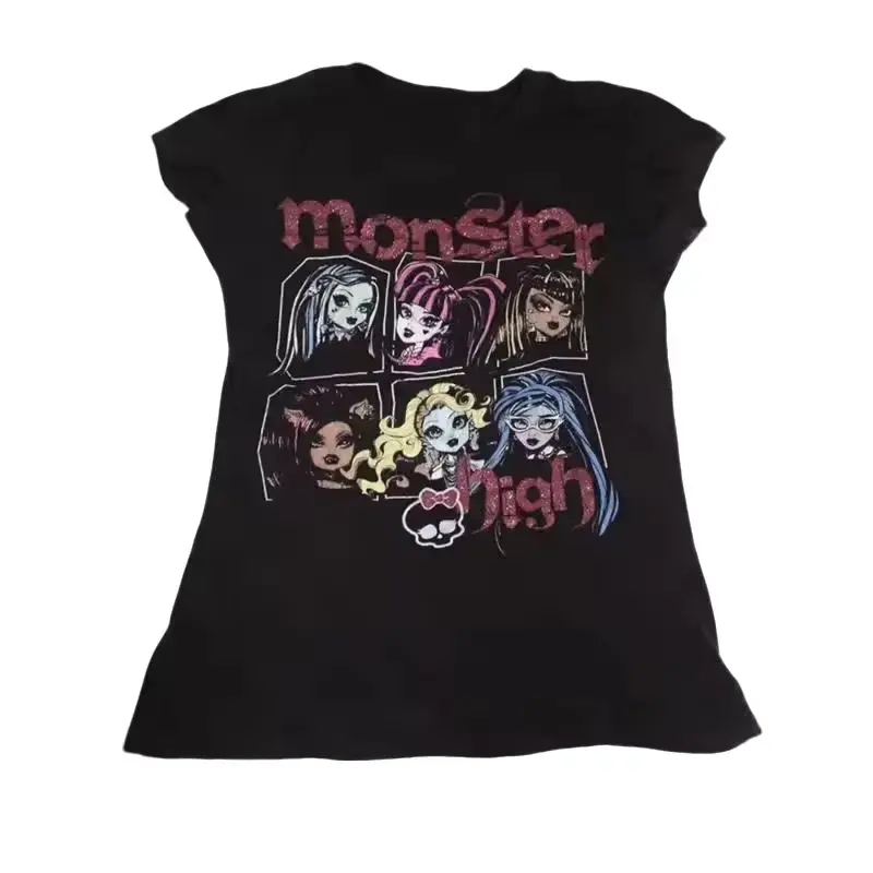 Vintage Monster High Baby Tee, 90s Clothes for Women, Aesthetic Clothing Gothic Crop Top, Women Baby Tees, Y2k Tops Emo, Women's Cropped Anime Girl Crop Top, Emo Girls, Summer Tee 90s, 2000s Fashion, OOTD, Gift For Her.