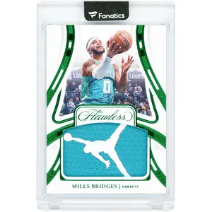 Miles Bridges Charlotte Hornets 2023-24 Panini Flawless Emerald Game Used Jumpman Logo 2 Color Relic #PAT-MLB #1/5 Card - Fanatics Authentic Certified