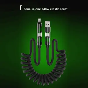 2026 New True PD65W 27W Light Beam Spring 4-in-1 Fast Charging Data Cable 2m Compatible with Apple Android