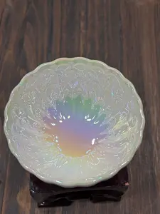 Iridescent Pearl White Ceramic Bowl | Artisan Opal Glaze Tea Cup