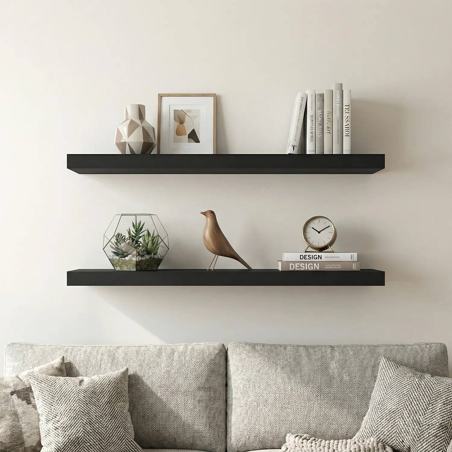 Spaco 35.4 in Durable Maple Wooden Floating Shelf - Wall-Mounted with Invisible Brackets, Vanity & Bedroom Shelves, Aesthetic Modern Home Decor, Functional Storage for Books & Bathroom Use