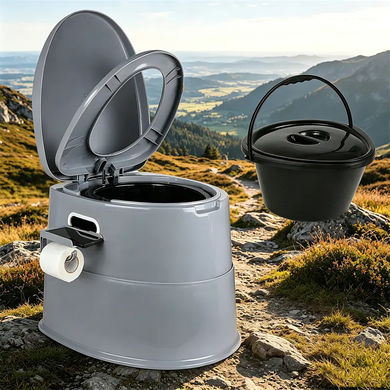 Goldtai Toilet for Camping, Portable Toilet with 1.3 Gal Detachable Inner Bucket & Removable Paper Holder, Commode with Dual Lids, Travel Toilet for Outdoor Camping Car Long Road Trips