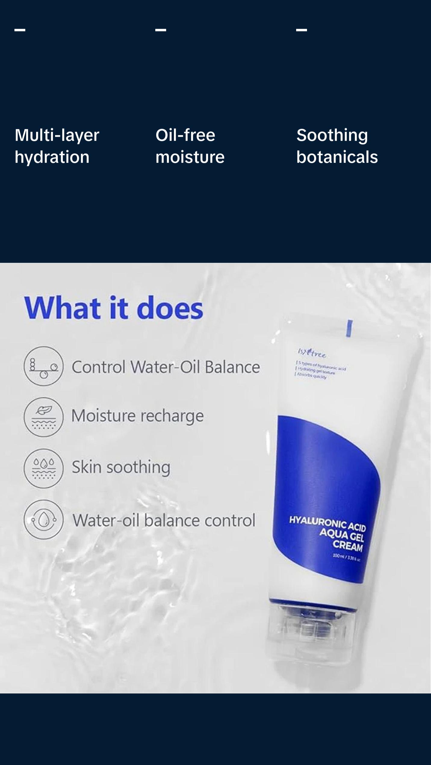 Isntree Hyaluronic Acid Aqua Gel Cream 100ml – Lightweight Hydration for Oily & Sensitive Skin Moisture Moisturizer