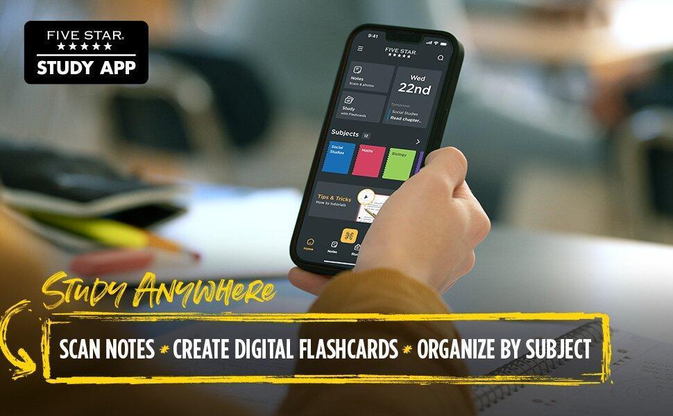 Flex Refillable Notebook + Study App, College Ruled Paper and 1-1/2 Inch TechLock Ring Binder with Pockets, Tabs and Dividers, 300 Sheet Capacity, Amethyst Purple (29324AB6)