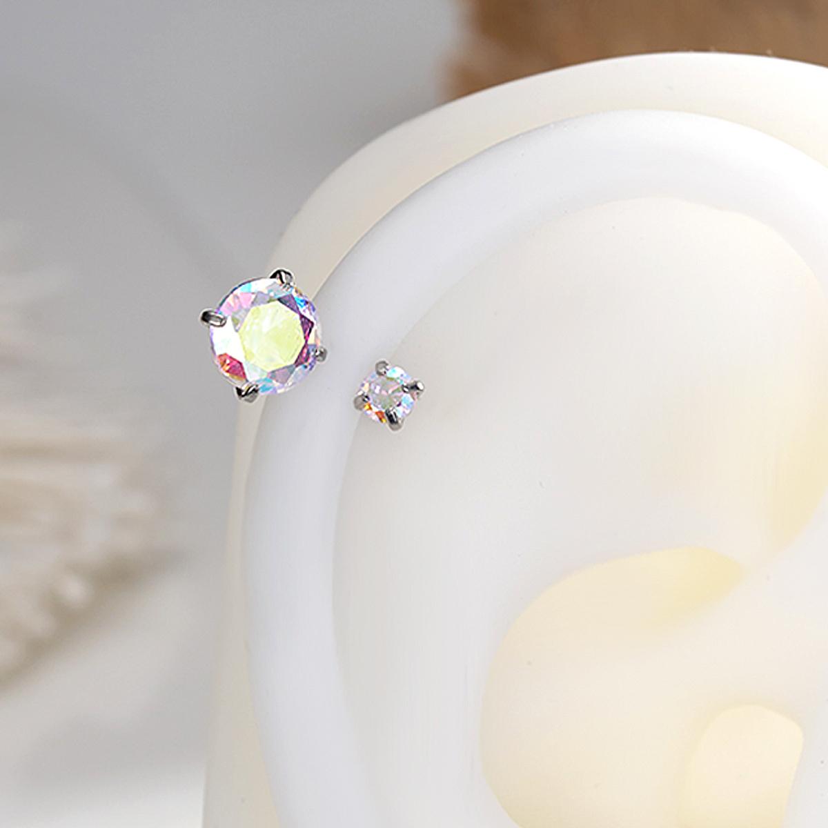 Oufer 16G Horseshoe Internally Threadless AAA+ Garde CZ Revisable Nostril Nose Cartilage Helix Lobe Piercing Ring Inner Diameter 7mm 8mm 9mm