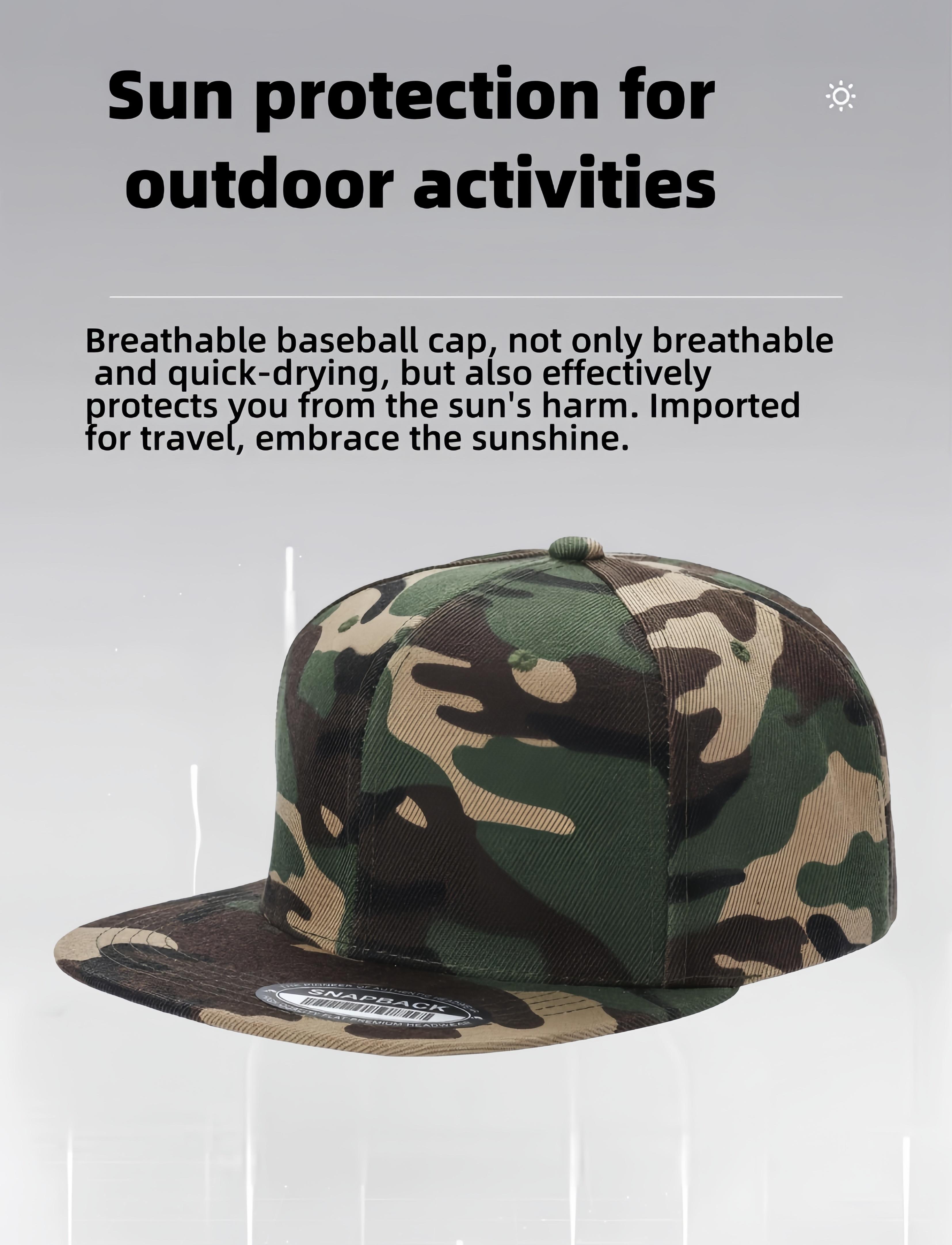 casual Camo Pattern Flat Bill Baseball Hat with Adjustable Strap for Custom Fit Trendy Plain Design Durable for Daily & Outdoor Wear trucker hat