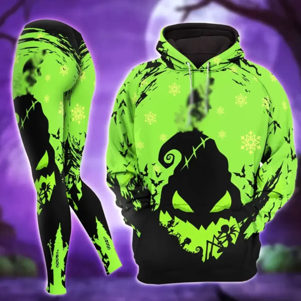 [Sale 50% Off] Women's Galaxy Nightmare Hoodie and Leggings Set, Halloween Hoodie Leggings Outfit, Spooky Fall Gift, Halloween Outfit Shirt, Spooky Season Outfit