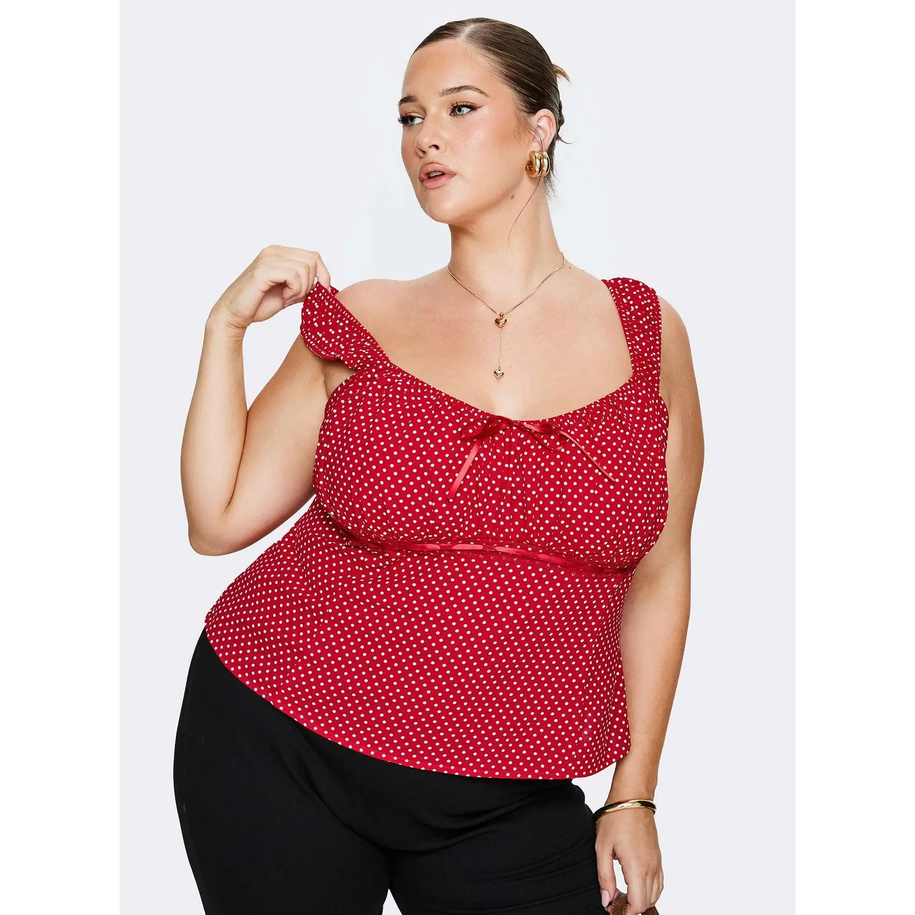 Garconne Top Red Polka Curve