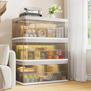 【Clearance】RaybeeFurniture 1/2/3/4/5/6 Pack Transparent Plastic Storage Bins with A Lid, Stackable Storage Containers for Clothes, Makeup, Folding Storage Boxes for Bathroom, Closet Organizers&Storage Bins for Bedroom, Living Room, Office, Dorm, Kitchen