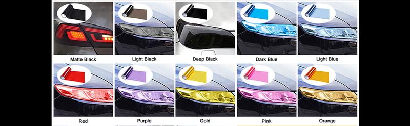 1 X 5ft Car Light Tint Film, with Squeegee & Cutter Cuttable&Stretchability Car Headlight Taillight Fog Light Vivid Vinyl Wrap Protector,Non-Marking Self-Adhesive Decals Car Decor Red/Black/Blue