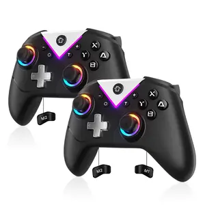Switch Controller Button RGB - Wireless Pro Controller Compatible with PC/Switch/Steam, Multi-Platform Windows PC/IOS/Android Controller with 11 Light Mode/Programmable/Vibration/Turbo/Wakeup Accessories