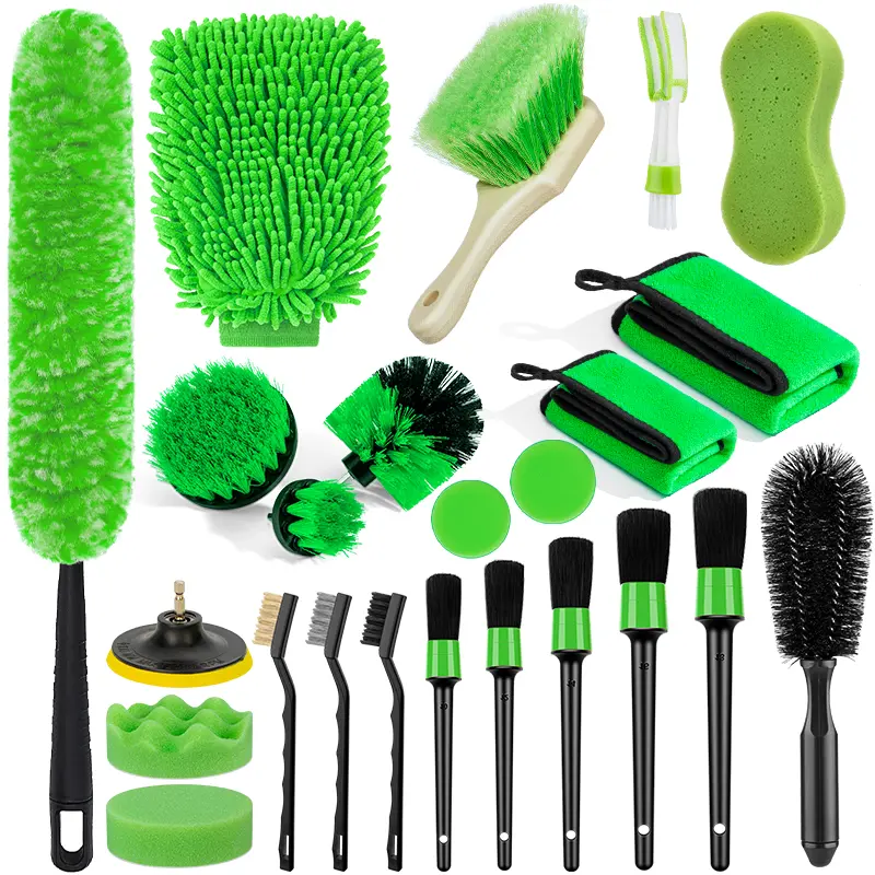 23pcs Car Detailing Kit, Car Cleaning Brush Set, Car Wash Kit, Car Parts, Car Cleaning Tools Kit, for Interior, Exterior, Wheels, Without Battery Car Detailer Car Detailing Supplies