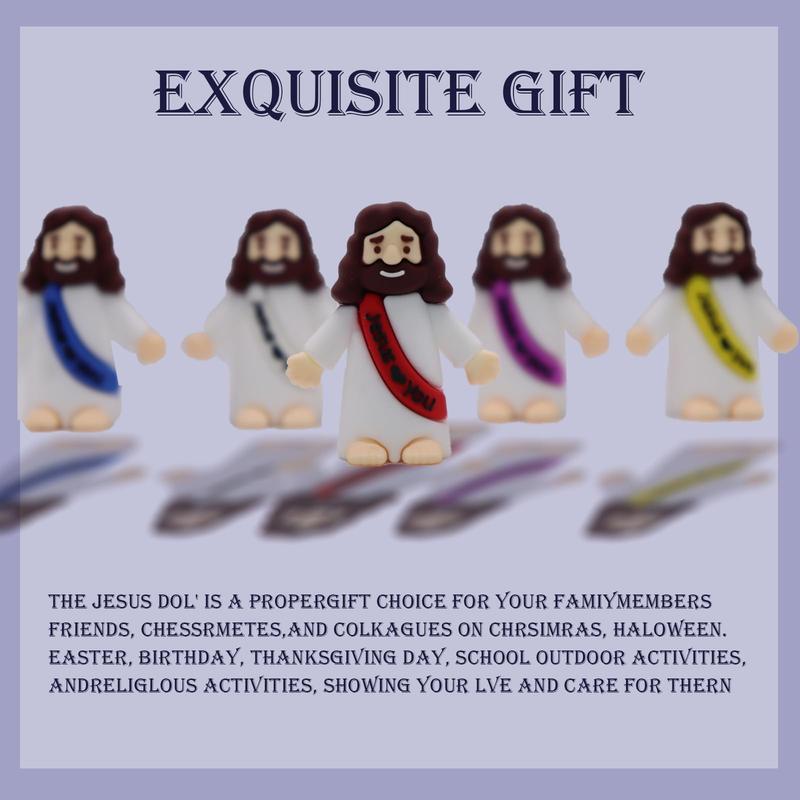 Bememo 30 Pcs Little Jesus Figures Original Design Jesus Love You Mini Rubber Toys to Hide and Seek Christmas Religious Party Favors Sunday School Baptism Gifts(Lively Colors)