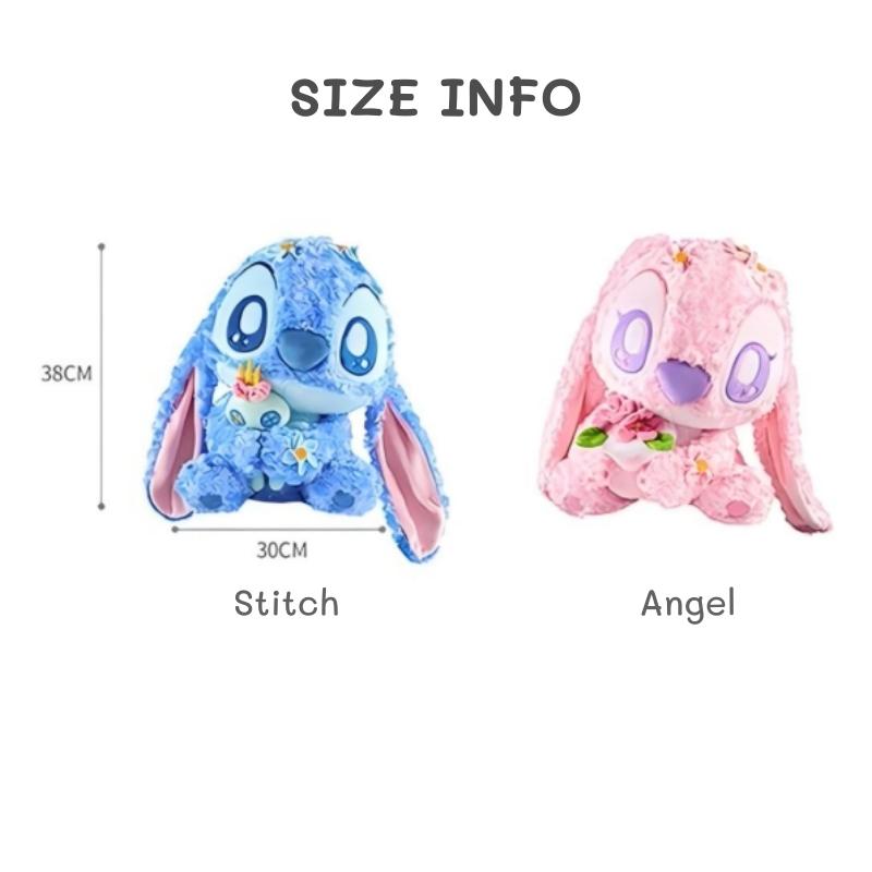 Disney Stitch Series Flower Roses Petal Plush Sitting Stitch & Angel Doll Toy Gift – Perfect for Collectors & Fans Lovers Disney Stitch Series Flower Roses Petal Plush Sitting Stitch & Angel Doll Toy Gift – Perfect for Collectors & Fans Lovers