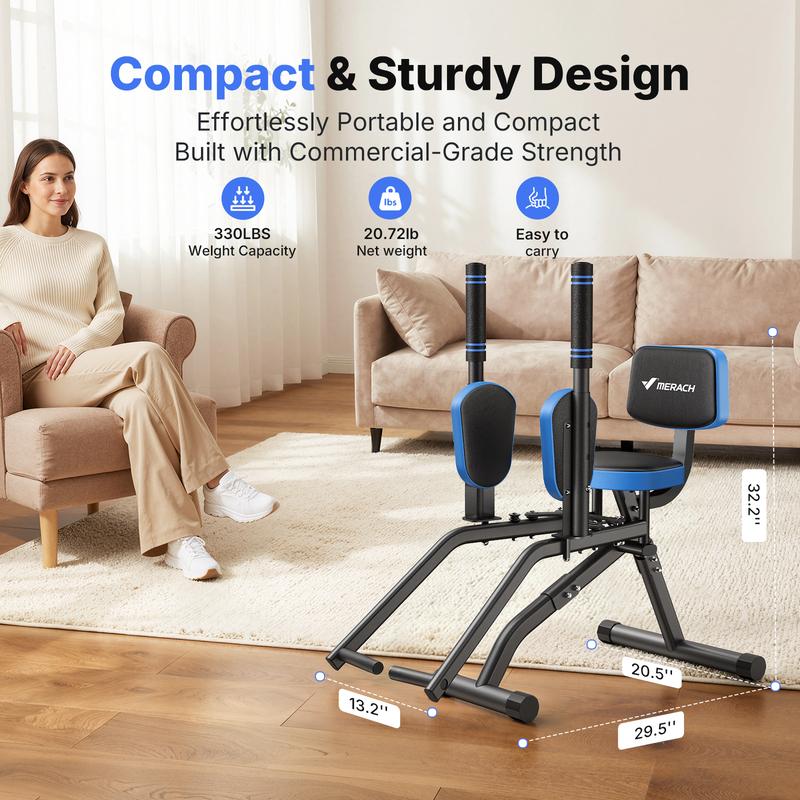 Merach Hip Abductor Machine for Home Gym, Upper Back Exerciser, Adjustable Glute Trainer, Thigh Workout Equipment for Hip Sculpting & Butt Lifting