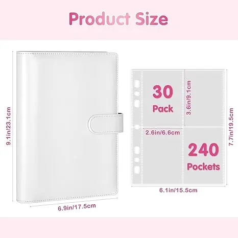A5 Kpop Photocard Binder with 30 Pack 4-Pocket Card Pages, 6 Ring A5 Binder  Card