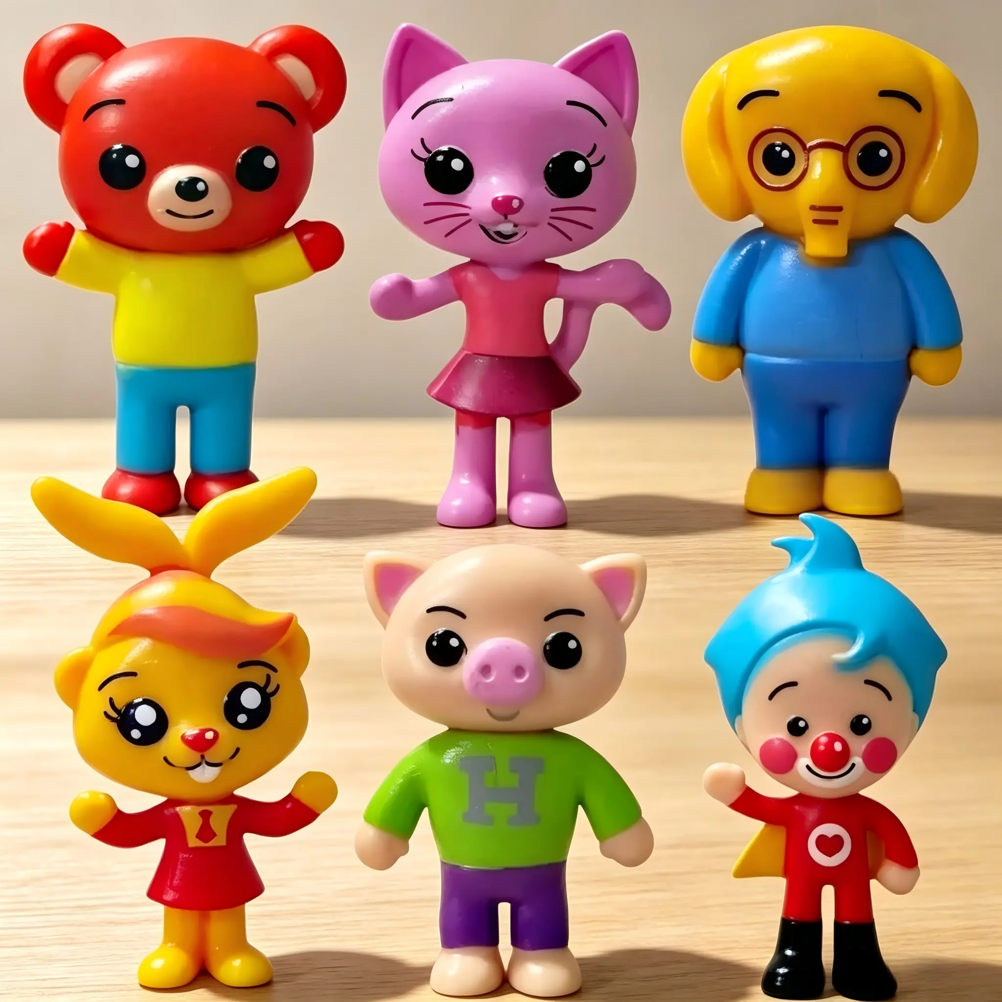 6Pcs Toyset Cute Plim Plim Clown Anime PVCAction Figurines, Learning EnlightenmentModel Dolls for Children, WhimsicalCollectibles, Desktop Decor Figures & House Decoration Gifts