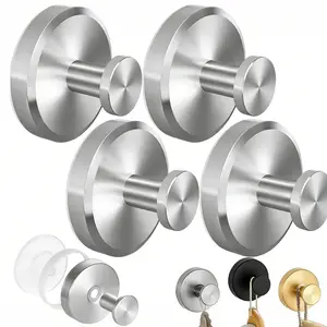 Multi-Pack Heavy Duty Suction Cup Hooks - No DrillWaterproof Reusable Wall Hooks, Strong Vacuum SuctionStainless Steel Towel & Robe Hooks for Bathroom, ShowerGlass Door, Tile, Mirror, Kitchen, Holds Towels, Robes,Loofah & Wreath (Black)