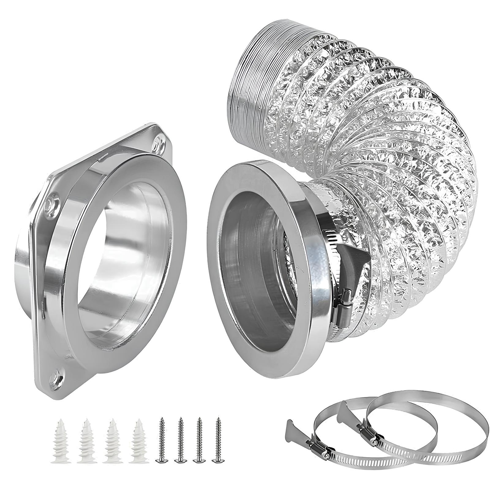 Magnetic Dryer Vent Connector Kit DV180 Airtight Seal Magnetic Dryer Vent Coupler Dryer Vent Hose Coupling Exhaust Hose with 2.6ft 4" Duct and Two Clamps Quick Connect Magnetic Dryer Vent Connector