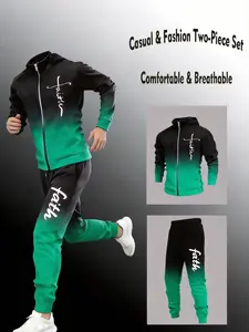Men's fashionable two-piece set, a popular style featuring gradient and multi-colored sportswear, is here: blending street fashion with a sporty vibe, effortlessly exuding a trendy and fashionable look