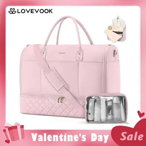 【Valentine's Day Gift】LOVEVOOK Hanging Suitcase Suit Bag for Women with Shoe Compartment and Toiletry Pouch, Convertible 2 in 1 Garment Bag, Waterproof Weekender Bag with Toiletry Bag, Carry On Travel Duffel Bag for Business Trip, Wedding