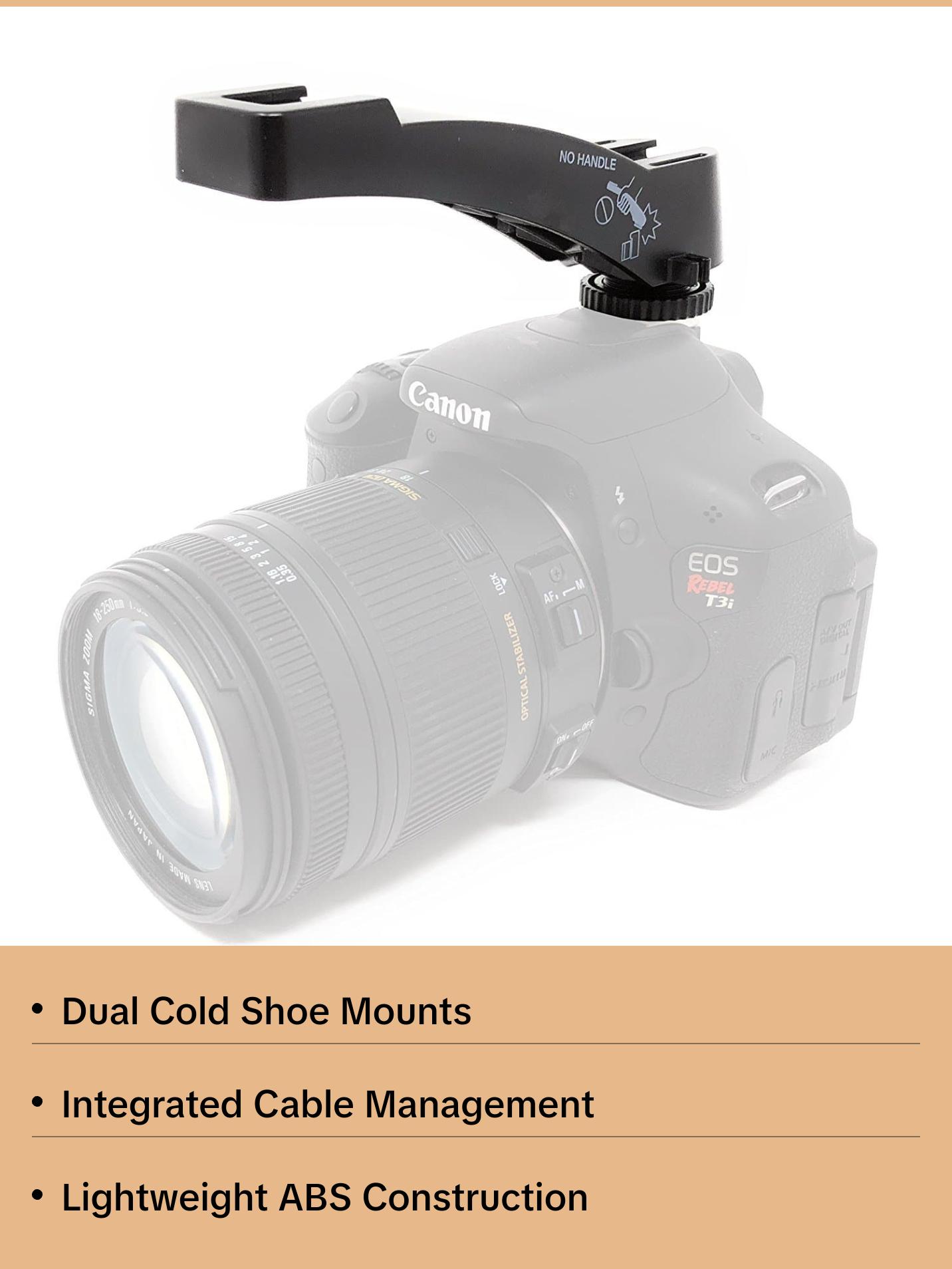 Movo - Dual Shoe Riser Bracket | Camera Accessory Mount | Lightweight ABS Construction