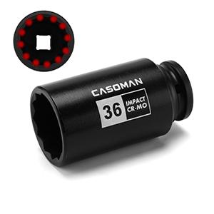 CASOMAN 8PCS 1/2" Deep Axle Nut Impact Socket Set CR-MO 12 Point Metric 29-39mm Professional Tools with Storage Case for Tough Jobs