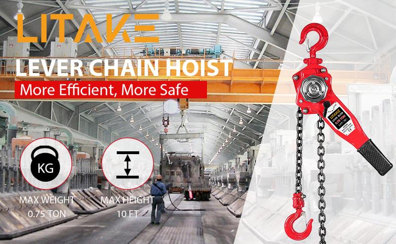 【GARVEE】Lever Chain Hoist, Manual Lever Hoist Come Along 0.75 TON /1650 LBS, 10 Feet Lift Steel Chain with Heavy Duty Hooks Industrial Grade Steel for Lifting Pulling Building Garages Warehouse