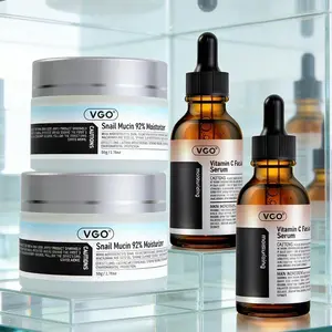 VGO Vitamin C Face Serum Hydrating with Snail Mucin Hyaluronic Acid Vitamin E for Dullness Radiance Balanced Tone Complexion Firming Essence Moisturizing Dark Spot Corrector