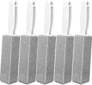 5 Pack Pumice Stone for Cleaning, Pumie Scouring Stick with Handle, Pumice Stone Toilet Bowl Cleaner, Hard Water Stain Remover for Toilet, Bathroom, Kitchen Sink, Grill