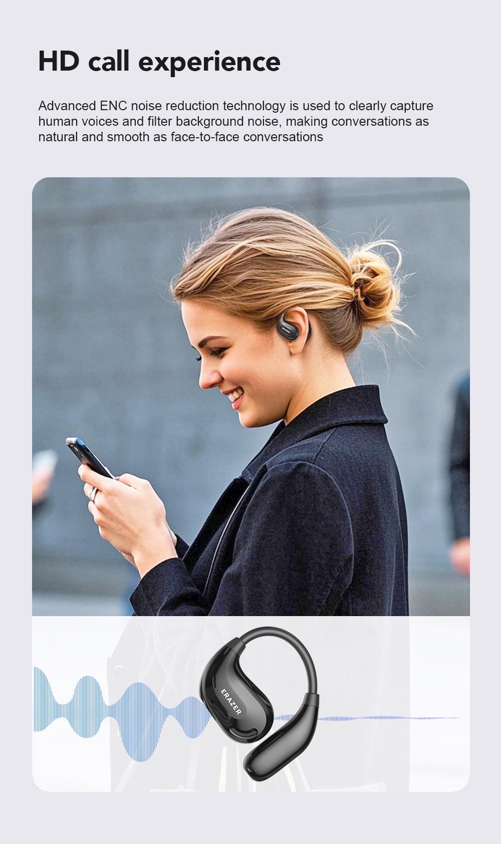 ERAZER XT66Pro OWS Wireless Bluetooth Earphones HIFI Sound Quality Light-Weight Headphones Built-in Microphone