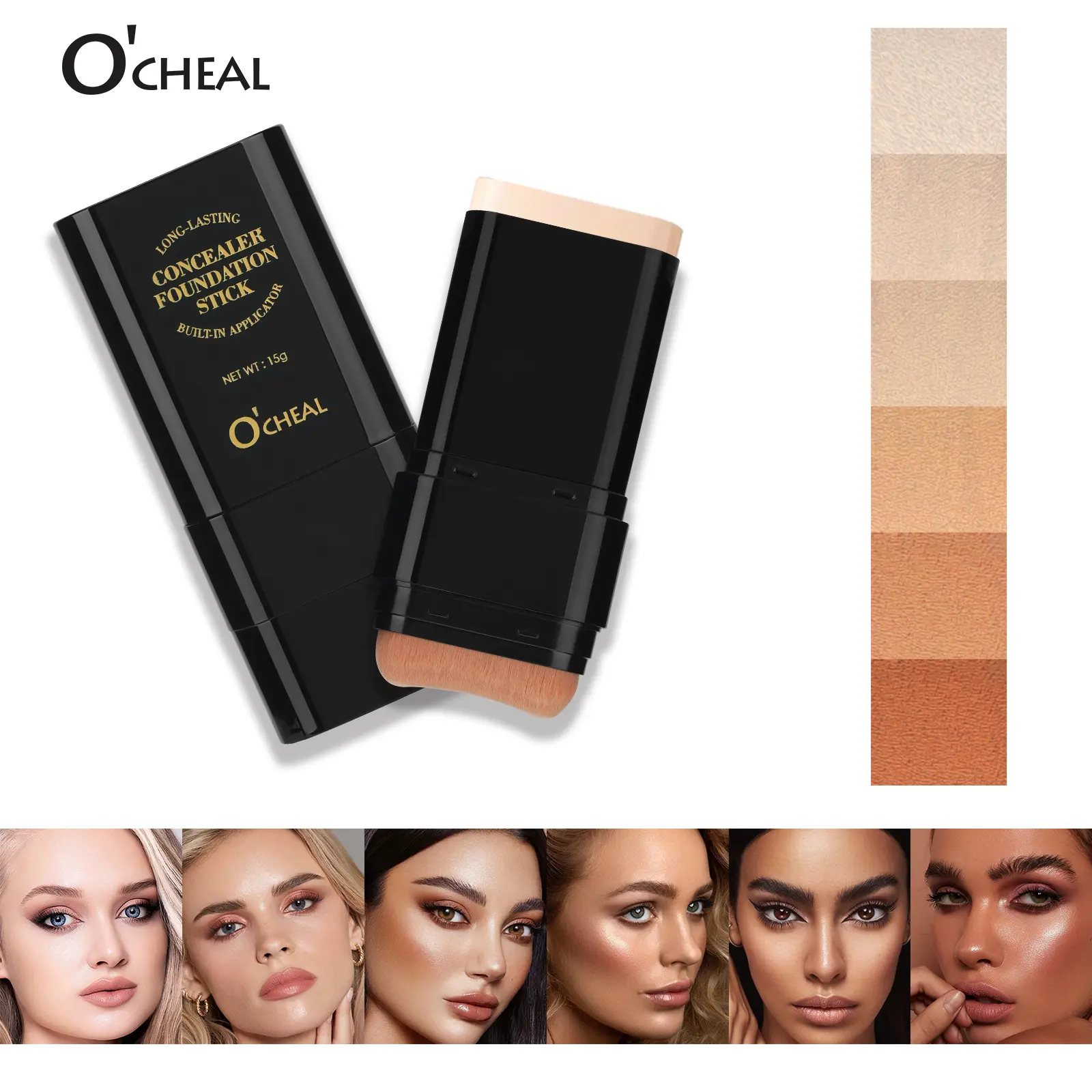 6-Color Dual-Ended Eraser Foundation Stick - Lightweight Beauty Products for Adults, Concealer & Highlighter for Acne Marks, Nose Contour, All Skin Types, Flawless Finish, Versatile Cosmetic Tool, Daily Gift (Includes Bottle),sunscreen, Concealer & Founda