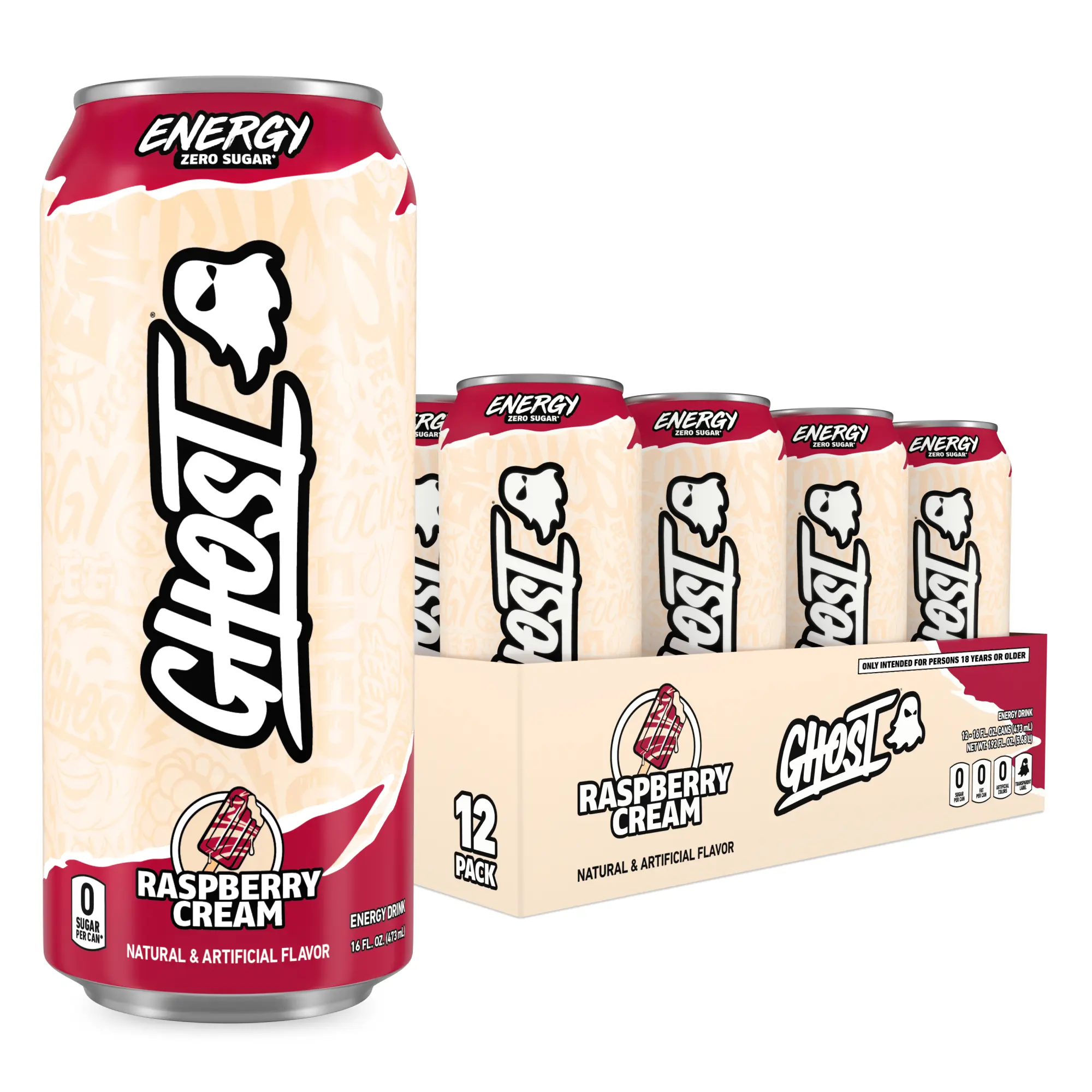 GHOST ENERGY DRINKS - 16oz Cans - Energy & Focus & No Artificial Colors - L-Carnitine & Taurine - Gluten-Free & Vegan  Natural Sport Beverage